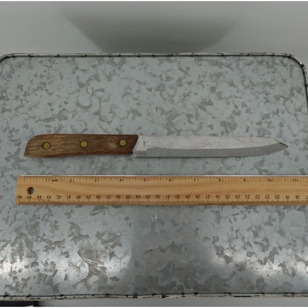 Vintage Heavy Royal Stainless Steel Utility Knife Wood Handle‎ Triple Rivet